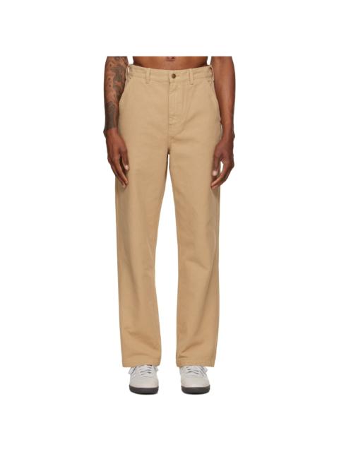 Merz b. Schwanen Beige Cotton Canvas Straight Leg Trousers