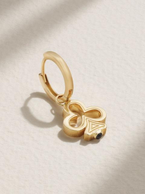 MARIE LICHTENBERG Clover Baby convertible 18-karat gold sapphire single hoop earring Gold
