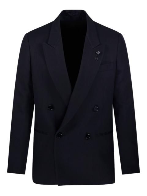 LARDINI double-breasted flower-embellished blazer