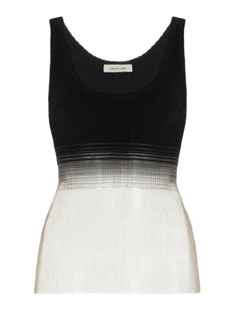 GRACE LING Evanescent Ombre Tank Top black