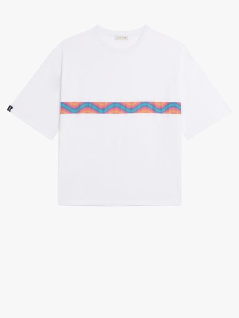 WAVE WHITE COTTON DROP SHOULDER T-SHIRT | GJM-218