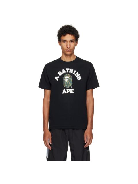 A BATHING APE® Black Trial Camo College T-shirt