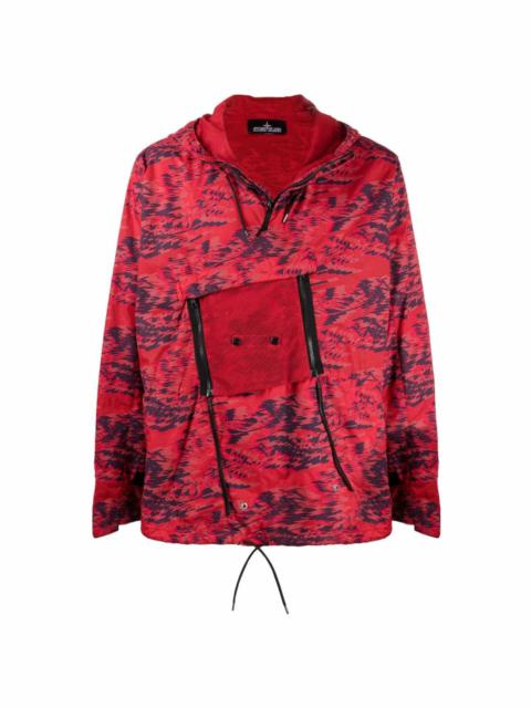 abstract print hooded jacket