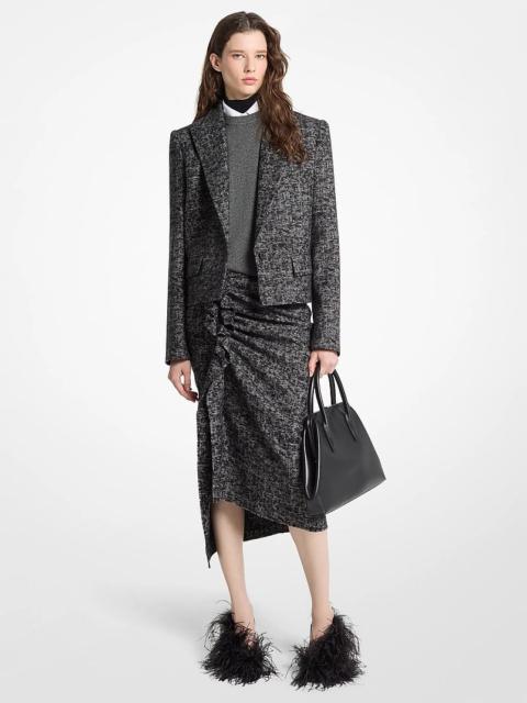 MICHAEL KORS COLLECTION Smudged Glen Plaid Wool Cropped Blazer
