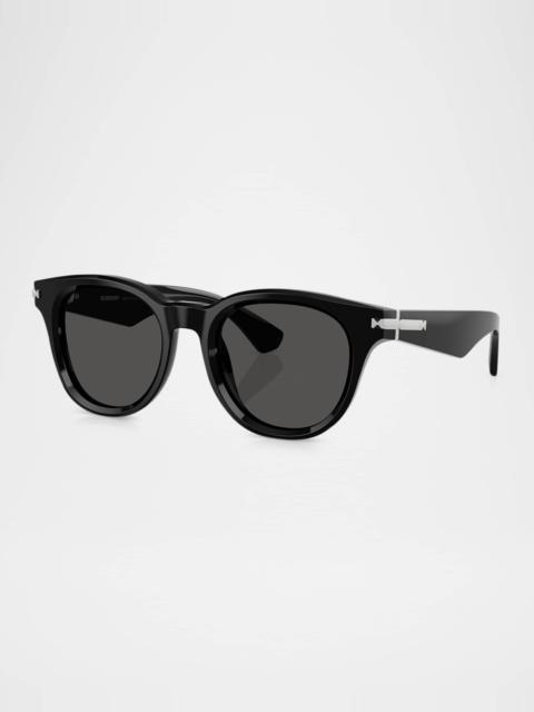 Men's BE4439F 51 Acetate and Plastic Round Sunglasses