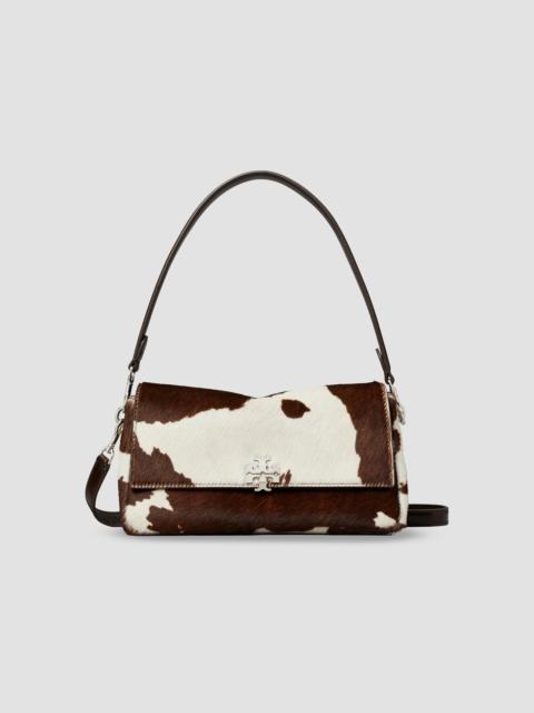 TORY BURCH Women's Charlie Small Printed Calf Hair Shoulder Bag - Mocha Brown