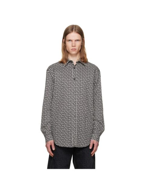 Balmain Black & White Monogram Loose Shirt