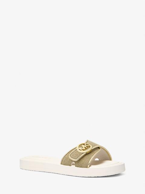 MICHAEL KORS Glitter Chain Mesh Logo Slide Sandal
