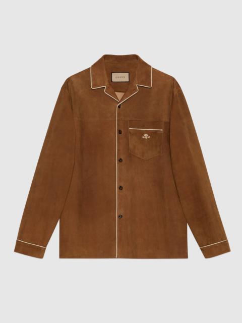 Suede shirt with embroidery
