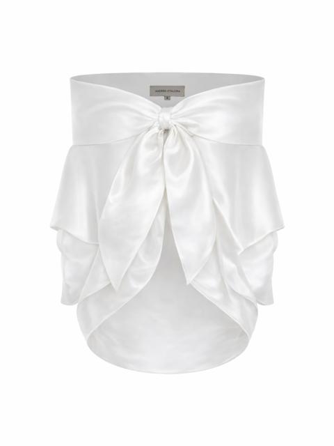 ANDRES OTALORA Lomas Off-The-Shoulder Silk-Organza Blouse white