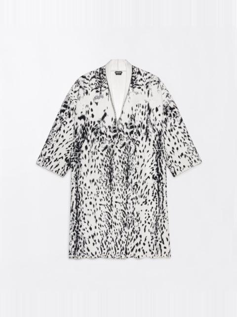 TOM FORD LYNX JACQUARD VELVET OVERSIZED SCULPTURAL COAT