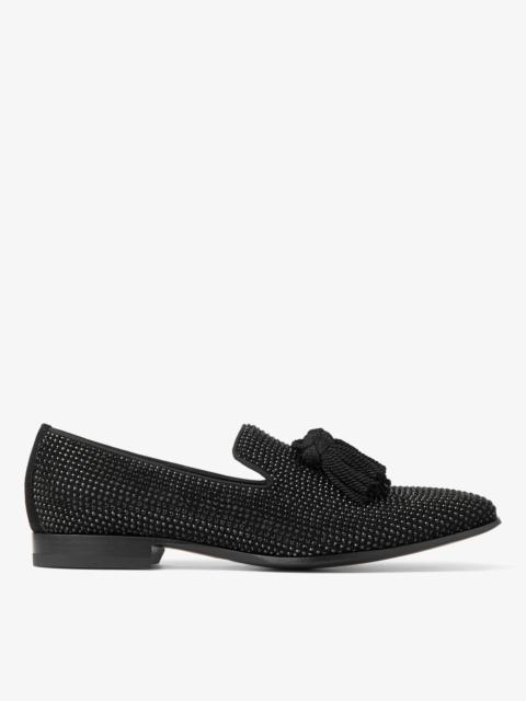JIMMY CHOO Foxley/m
Black Suede Slippers with Crystals