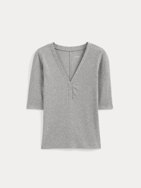 EVERLANE LUXE RIB V-NECK HENLEY