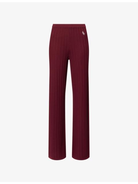 Sporty & Rich Brand-Logo Ribbed Trousers