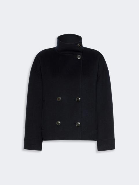 Max Mara Studio ACERI Double wool, cashmere and silk pea coat - NAVY