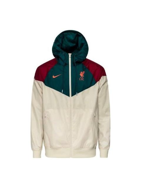 Nike Nike Liverpool Pattern Colorblock Printing Loose Soccer/Football Zipper Hooded Jacket Beige Creamy D
