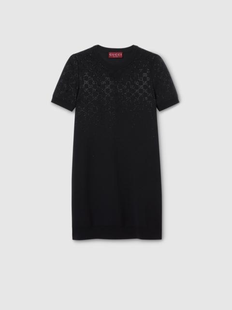 GUCCI Fine wool dress with GG crystals