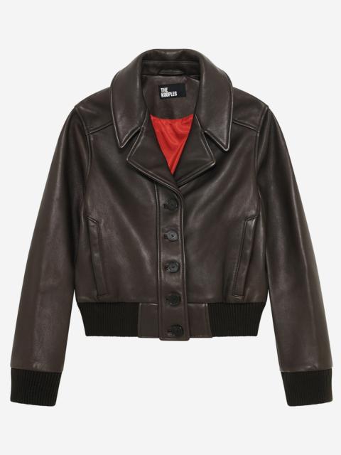The Kooples SHORT BROWN LEATHER JACKET