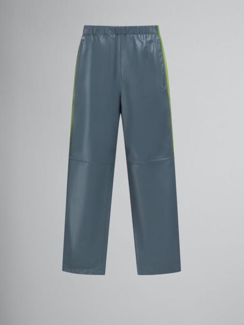 Marni TEAL NAPPA LEATHER TRACK PANTS