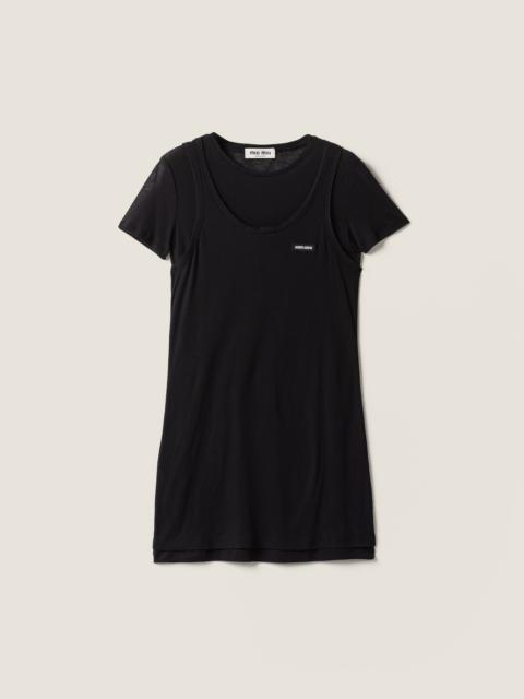 Miu Miu Ribbed knit jersey dress