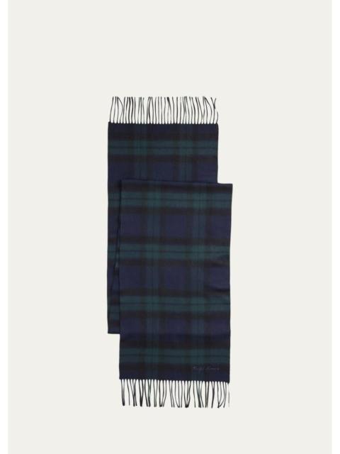Ralph Lauren Men's Plaid Cashmere Fringe Scarf