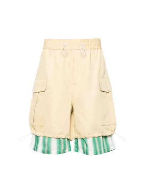 layered twill cargo shorts