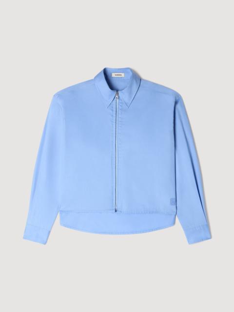 Sandro CROPPED LOGO ZIP COTTON SHIRT