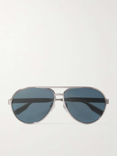 Aviator-Style Silver-Tone Sunglasses