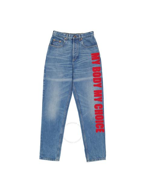 Gucci Cotton Jeans With Gucci Rosso Ancora Naplak Tag