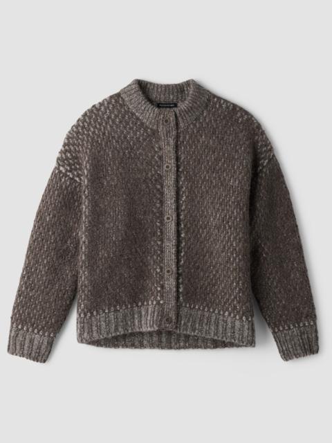 EILEEN FISHER Brushed Alpaca Wool Blend High Collar Cardigan