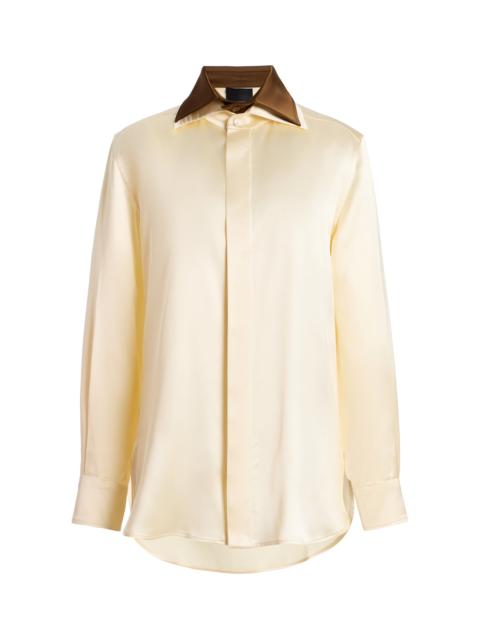 BEVZA Exclusive Double-Collar Satin Shirt multi