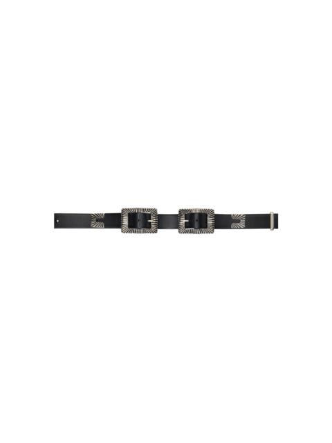 Black Double Square Buckle Belt