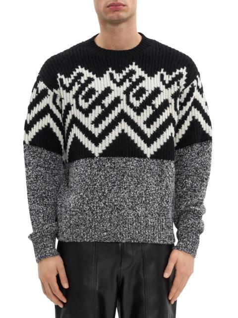 Helmut Lang Men's Fair Isle-Inspired Crewneck Sweater - Black Ivory