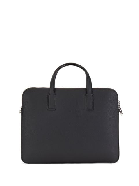 BOSS ZIPPED DOCUMENT CASE IN ITALIAN LEATHER WITH EMBOSSED LOGO