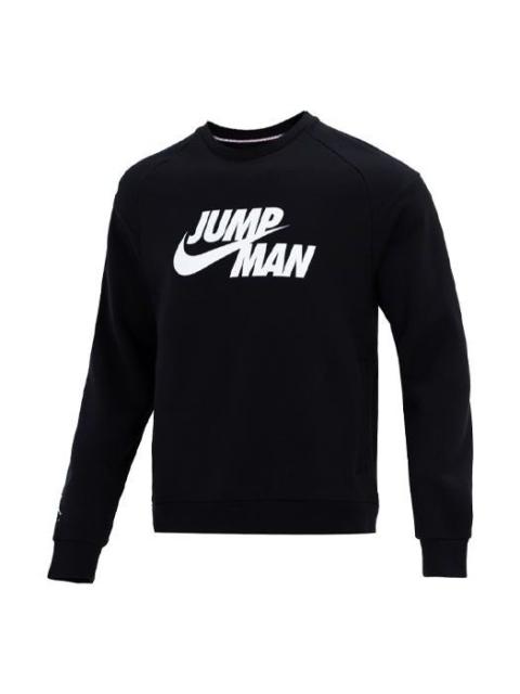 Jordan Men's Air Jordan Logo Printing Fleece Lined Stay Warm Sports Pullover Round Neck Black DJ0241-010