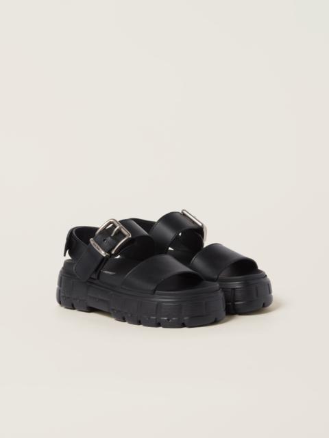 Sporty calf leather sandals