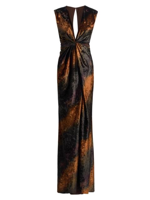 AMSALE Women's Stripe Sleeveless Column Gown - Sienna Multi
