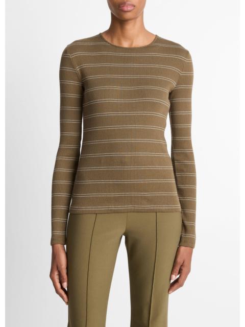 Vince Striped Ribbed Pima Cotton Long-Sleeve T-Shirt