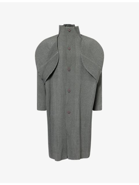 ISSEY MIYAKE Wool-Like Pleated Knitted Overcoat