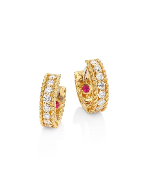 ROBERTO COIN Women's Symphony Braided Diamond & 18K Yellow Gold Huggie Hoop Earrings - Gold