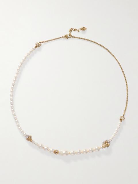 Alexander McQueen Gold-tone, Crystal And Faux Pearl Necklace