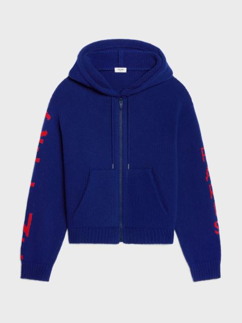 CELINE hooded cardigan IN ribbed wool