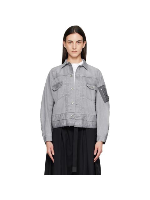 sacai Gray Nylon Twill x Denim Jacket