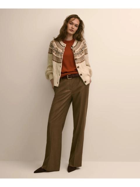 Brooks Brothers Wool Blend Herringbone Wide-Leg Pants