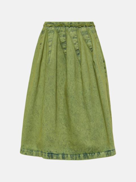 Marni Pleated denim midi skirt