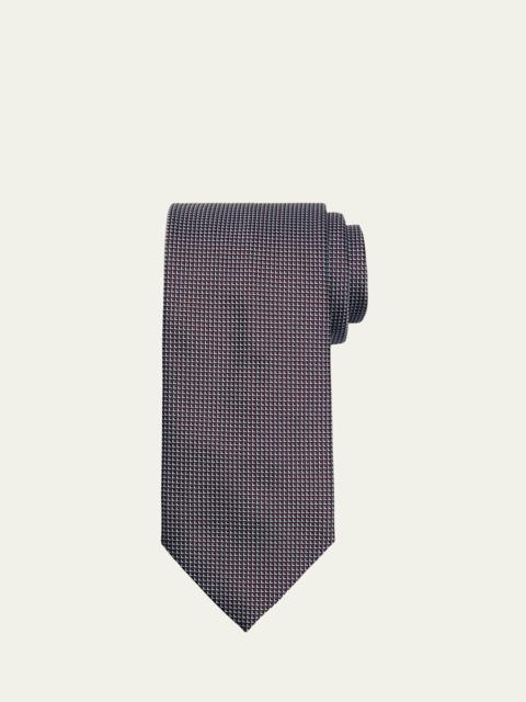 Brioni Men's Micro-Geometric Square Jacquard Silk Tie