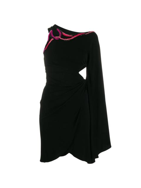 PUCCI embroidered 목 asymmetric 짧은 드레스