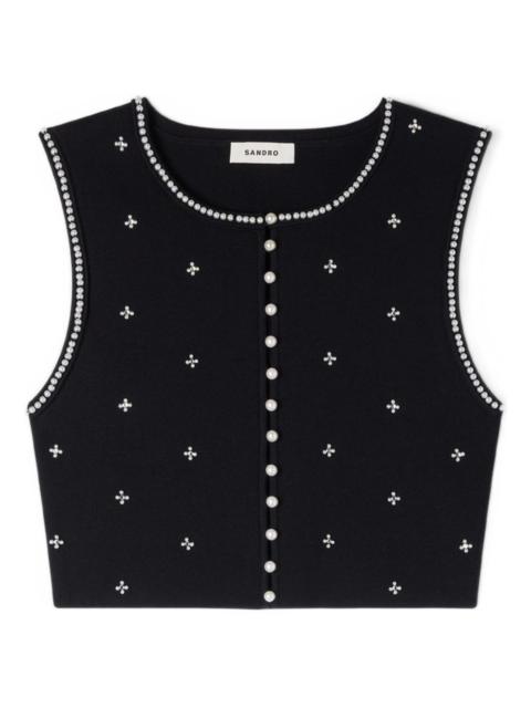 floral strassé cropped top