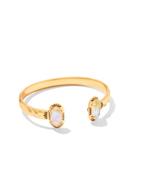 KENDRA SCOTT Elton Vintage Gold Etch Frame Cuff Bracelet in Iridescent Abalone