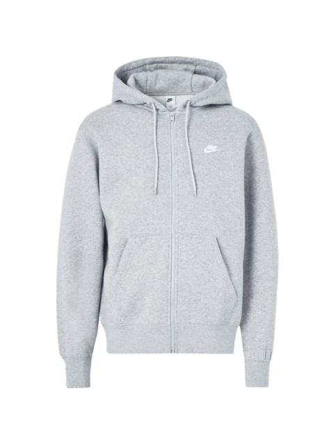 Nike logo-embroidered zip-fastening hoodie